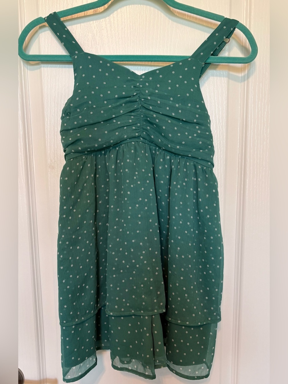 abercrombie kids Teal Green Polka Dot Tiered Romper